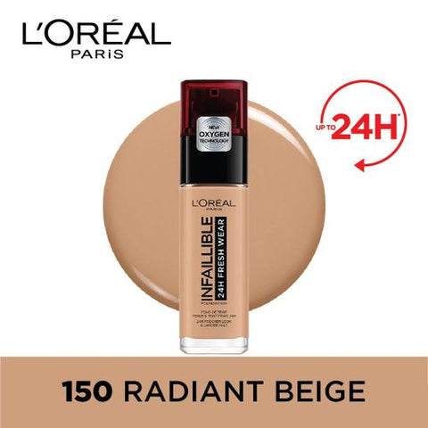 L'Oreal Paris Infallible 24H Fresh Wear Foundation - 150 Radiant Beige - 30 Ml
