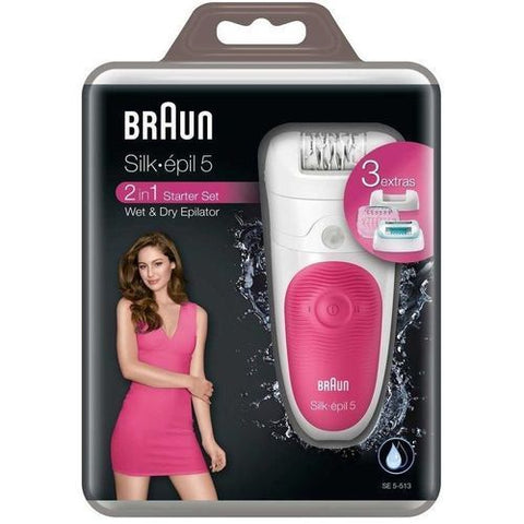 Braun Silk Epil 5 5513 Cordless Wet & Dry Epilation Starter Set With 5 Extras