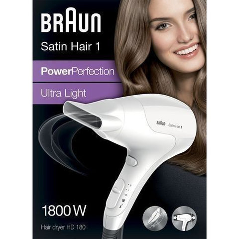 Braun Satin Hair 1 HD180 Power Perfection Dryer - 1800 Watt - White