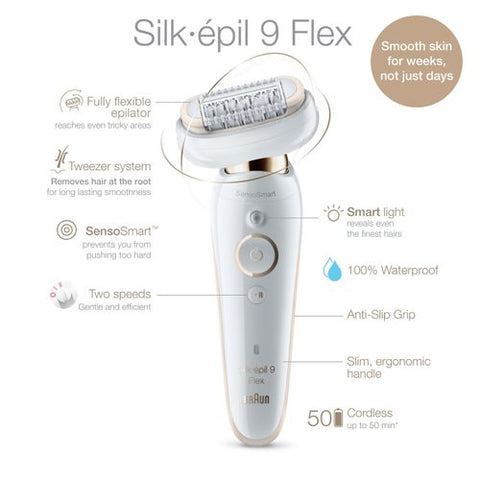 Braun Silk-épil 9 Flex 9300 Beauty Set Wet & Dry epilator with 8 extras incl. Braun FaceSpa.