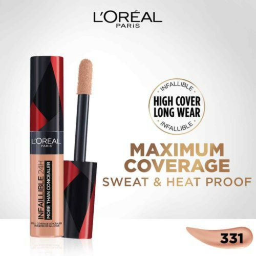 L'Oreal Paris لوريال باريس إنفيلبل أكثر من كونسيلر 331 لاتيه - مقاوم للماء ، تغطية كاملة