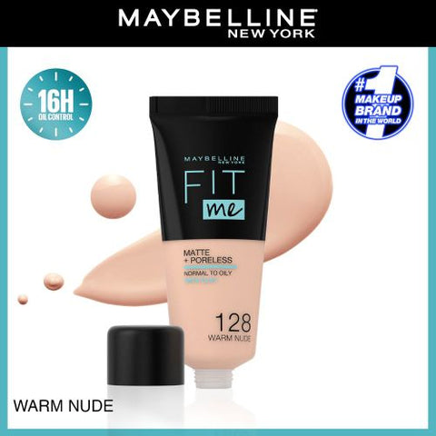 Maybelline New York كريم اساس فيت مي مات اند بورليس من ميبيلين نيويورك 128 وارم نود