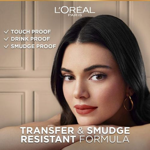 L'Oreal Paris أحمر شفاه سائل غير لامع من لوريال باريس - لون مكثف ولمسة نهائية غير لامعة - يدوم طويلاً - بدون نقل - مع حمض الهيالورونيك - 150 Lazy Sunday