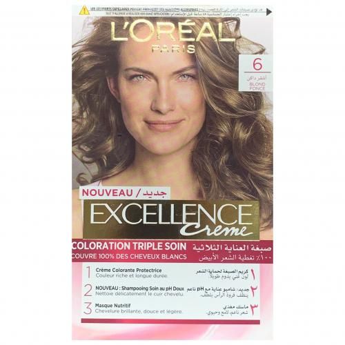 L'Oreal Paris Excellence Cream Triple Care Color - 6 Dark Blonde - (72ml+48ml+12ml+60ml)