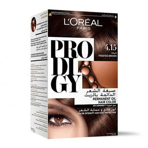 L'Oreal Paris Prodigy Permanent Oil Hair Color - 4.15 Frosted Brown- 60g+60g+60ml