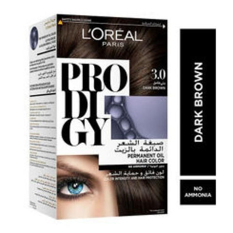 L'Oreal Paris Prodigy Permanent Oil Hair Color - 3.0 Dark Brown - 60g+60g+60ml