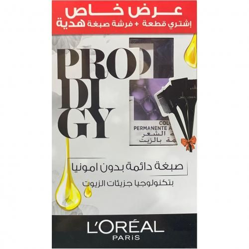 L'Oreal Paris Prodigy Permanent Oil Hair Color - Gift 3* Brushs - 1.0 Noir\Black - 60+60g+60ml