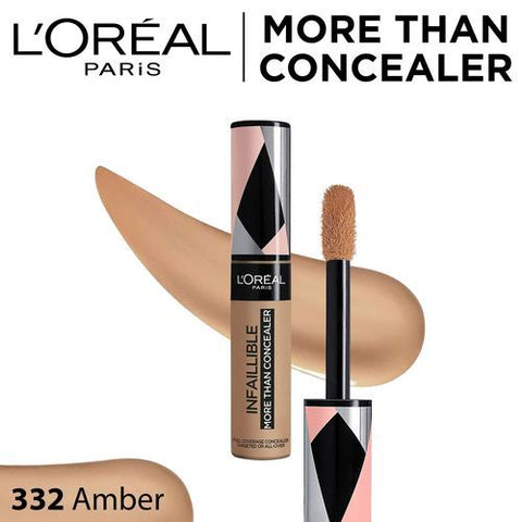 L'Oreal Paris لوريال باريس إنفيلبل أكثر من كونسيلر 332 العنبر - مقاوم للماء ، تغطية كاملة