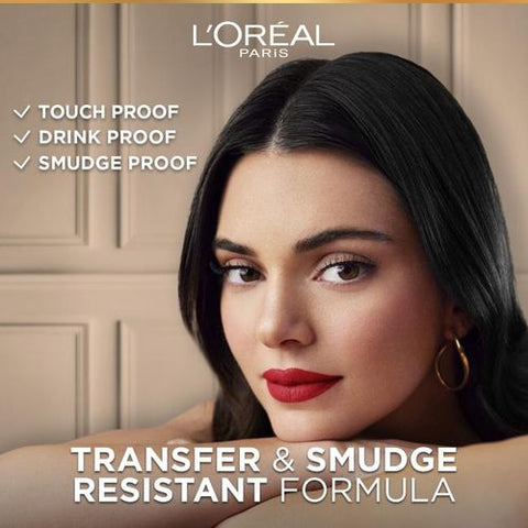 L'Oreal Paris أحمر شفاه سائل غير لامع من لوريال باريس - لون مكثف ولمسة نهائية غير لامعة - يدوم طويلاً - بدون نقل - مع حمض الهيالورونيك - 420 True Romance