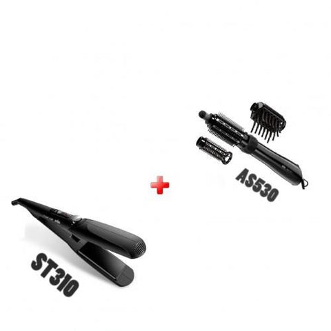 Braun ST310 مملس الشعر ساتين هير 3 – أسود +AS530 مصفف شعر ساتين هير 5 - 1000 واط