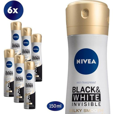 Nivea مزيل العرق Invisible Black & White Silky Smooth - للنساء - 150 مل 6 عبوه