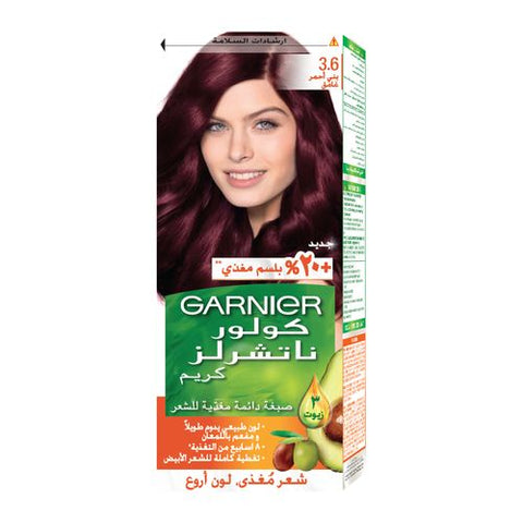 Garnier صبغة شعر كولور ناتشرالز كريم الدائمة - 3.6 بني أحمر غامق