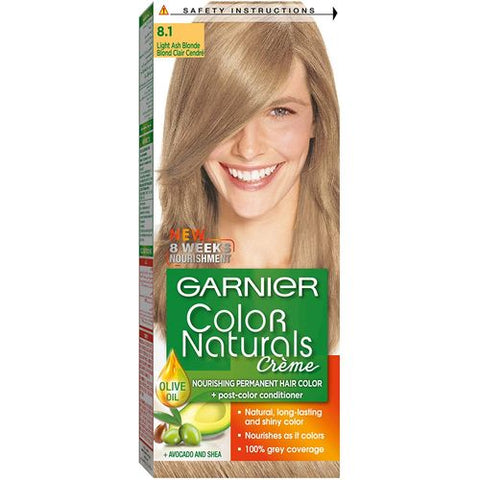 Garnier صبغة شعر كولور ناتشرالز كريم الدائمة - 8.1 أشقر رمادي فاتح