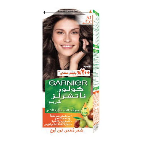Garnier صبغة شعر كولور ناتشرالز كريم الدائمة -5.1 بني فاتح رمادي عميق