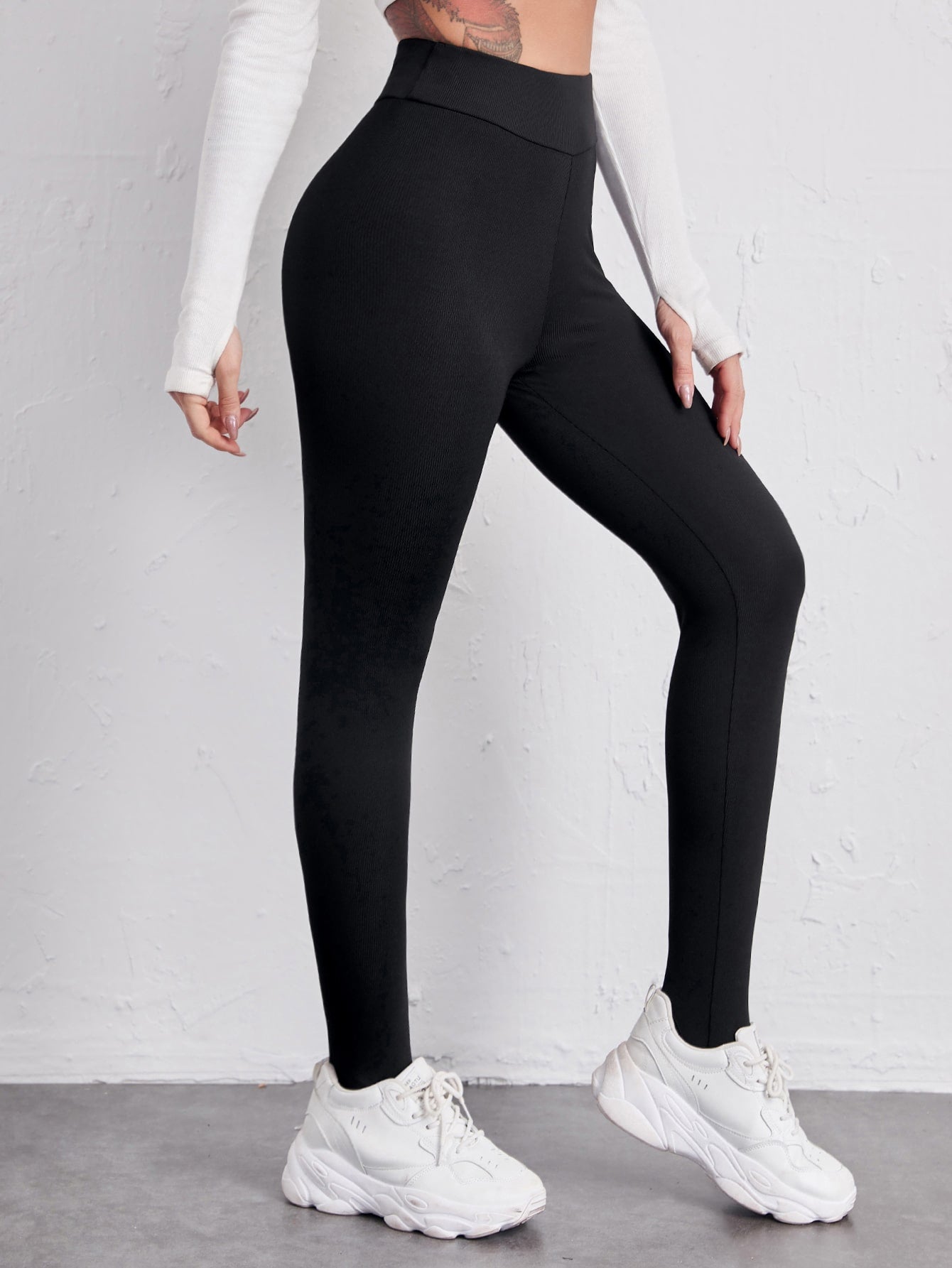 Grey marled activewear gym leggings Seamless high... - Depop