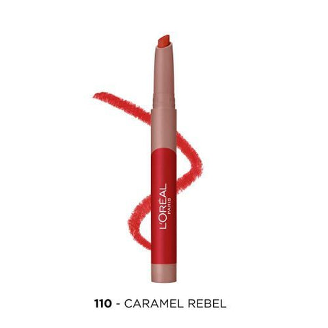 L'Oreal Paris قلم تلوين أحمر شفاه إنفاليبل مط كرايون - 110 كاراميل ريبلي - أحمر