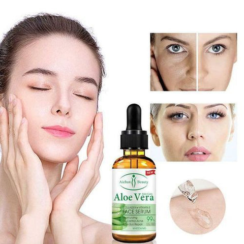Aichun Beauty Serum Aloe Vera 99% Face Serum - 30ml + Eggs 99% Collagen + Vitamin E Serum - 30ml