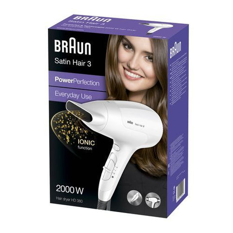 Braun HD380 Satin Hair 3 Power Perfection Ionic مجفف الشعر - 2000 واط